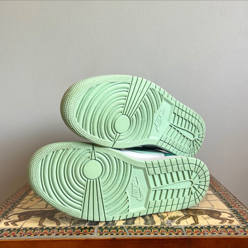 Nike Air Jordan 1 Mid Teal and White Sneakers - Picture 12 of 16